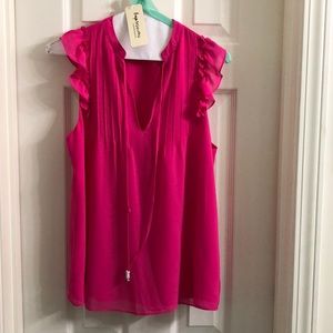 New with tags, fuchsia sleeveless v-neck top